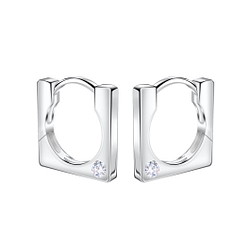 Wholesale 11mm Sterling Silver Square Huggie Earrings - JD22725