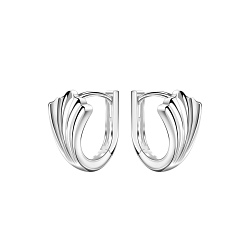 Wholesale 12mm Sterling Silver Leaf Huggie Earrings - JD22451