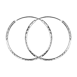 Wholesale 35mm Sterling Silver Diamond Cut Ear Hoops - JD23254