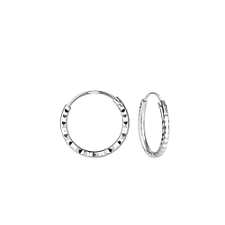 Wholesale 12mm Sterling Silver Diamond Cut Ear Hoops - JD23324