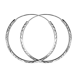 Wholesale 40mm Sterling Silver Diamond Cut Ear Hoops - JD23256