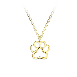 Wholesale Sterling Silver Paw Print Necklace - JD23216