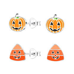 Wholesale Sterling Silver Halloween Ear Studs Set - JD22301