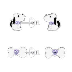 Wholesale Sterling Silver Dog Ear Studs Set - JD22298