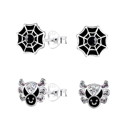 Wholesale Sterling Silver Spider Ear Studs Set - JD22294
