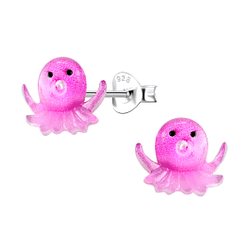Wholesale Sterling Silver Ear Studs with Resin Octopus - JD22770