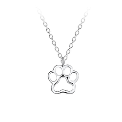 Wholesale Sterling Silver Paw Print Necklace - JD23215