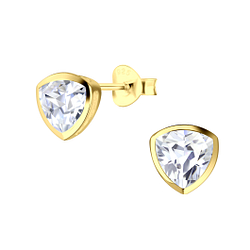 Wholesale 6mm Trillion Cubic Zirconia Sterling Silver Ear Studs - JD21020 Wholesale 6mm Trillion Cubic Zirconia Sterling Silver Ear Studs - JD21020