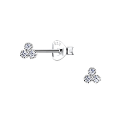 Wholesale Sterling Silver Three Stones Ear Studs  - JD23539
