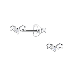 Wholesale Sterling Silver Triple Star Ear Studs  - JD23553