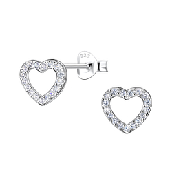Wholesale Sterling Silver Heart Ear Studs - JD21877
