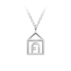 Wholesale Sterling Silver House Outline Necklace - JD23709