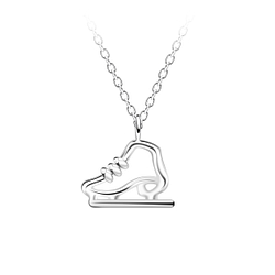 Wholesale Sterling Silver Rollerblade Outline Necklace - JD23710