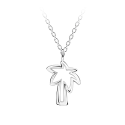 Wholesale Sterling Silver Palm Tree Outline Necklace - JD23717