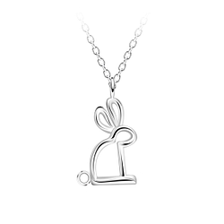 Wholesale Sterling Silver Rabbit Outline Necklace - JD23719