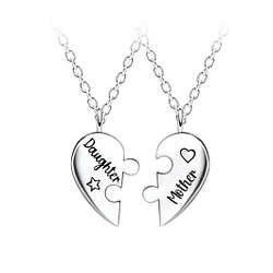 Wholesale Sterling Silver Mother Daughter Necklace Set - JD22040