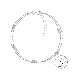Wholesale Sterling Silver Leaf Anklet - JD23257