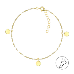 Wholesale 25cm Sterling Silver Round Anklet - JD23148