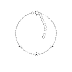 Wholesale Sterling Silver Triple Star Bracelet - JD22634