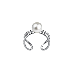 Wholesale Sterling Silver Wire Ear Cuff with 4mm Pearl - JD23134