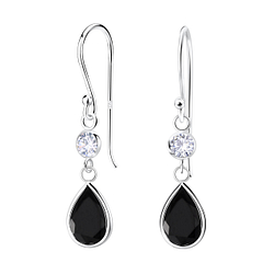 Wholesale Sterling Silver Tear Drop Cubic Zirconia Dangle Earrings - JD21928