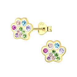 Wholesale Sterling Silver Paw Print Ear Studs - JD23096