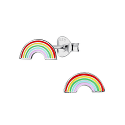 Wholesale Sterling Silver Rainbow Ear Studs - JD21719