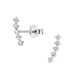Wholesale 1.5mm Cubic Zirconia Sterling Silver Curved Ear Studs - JD22208