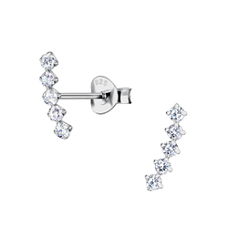 Wholesale 1.8mm Cubic Zirconia Sterling Silver Curved Ear Studs - JD22206