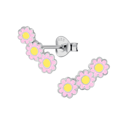 Wholesale Sterling Silver Triple Daisy Ear Studs - JD22278