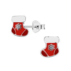 Wholesale Sterling Silver Christmas Stocking Ear Studs - JD21724