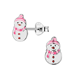 Wholesale Sterling Silver Snowman Ear Studs - JD21727