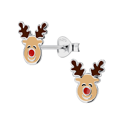 Wholesale Sterling Silver Reindeer Ear Studs - JD21730