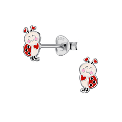Wholesale Sterling Silver Ladybug Ear Studs - JD22274