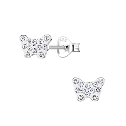 Wholesale Sterling Silver Butterfly Crystal Ear Studs - JD21576