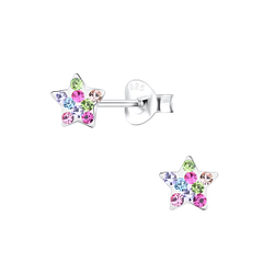 Wholesale Sterling Silver Star Crystal Ear Studs - JD22387