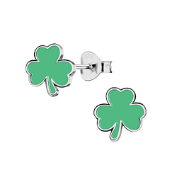 Wholesale Sterling Silver Shamrock Ear Studs - JD22271