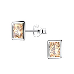 Wholesale 4x6mm Bagutte Cubic Zirconia Sterling Silver Ear Studs - JD22563