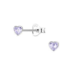 Wholesale 3mm Heart Cubic Zirconia Sterling Silver Ear Studs - JD22548