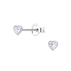 Wholesale 3mm Heart Cubic Zirconia Sterling Silver Ear Studs - JD22548