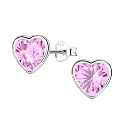 Wholesale 8mm Heart Cubic Zirconia Sterling Silver Ear Studs - JD22552