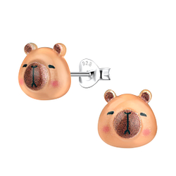 Wholesale Sterling Silver Ear Studs with Resin Capybara - JD22013