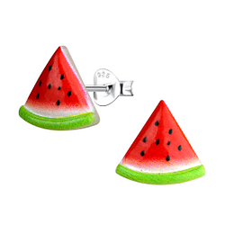 Wholesale Sterling Silver Ear Studs with Resin Watermelon - JD22015
