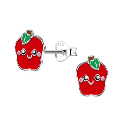 Wholesale Sterling Silver Apple Ear Studs - JD22183