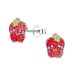 Wholesale Sterling Silver Apple Ear Studs - JD22184