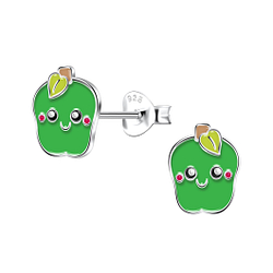 Wholesale Sterling Silver Apple Ear Studs - JD22182