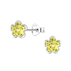 Wholesale 6mm Flower Cubic Zirconia Sterling Silver Ear Studs - JD22560