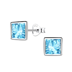 Wholesale 6mm Square Cubic Zirconia Sterling Silver Ear Studs - JD22554