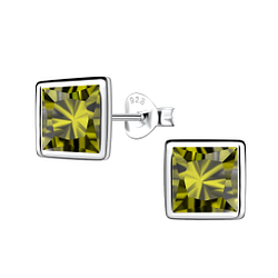 Wholesale 8mm Square Cubic Zirconia Sterling Silver Ear Studs - JD22555
