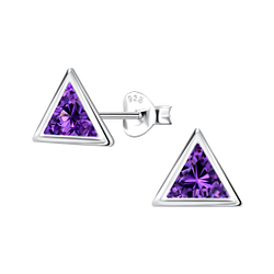 Wholesale 6mm Triangle Cubic Zirconia Sterling Silver Ear Studs - JD22561